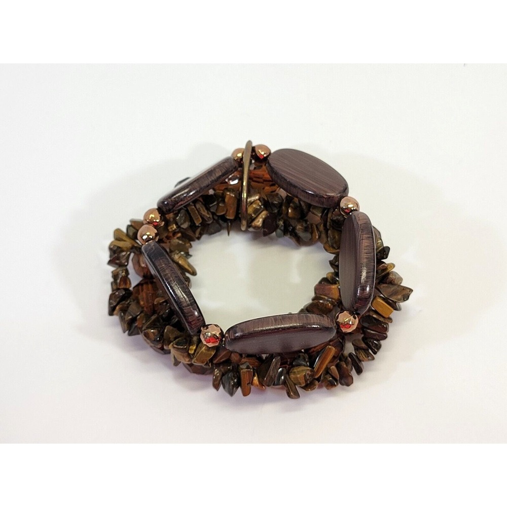 Name Brand Fashion Statement Brown Stretch Bracelet Jewelry Stylish Elegant‎ EUC